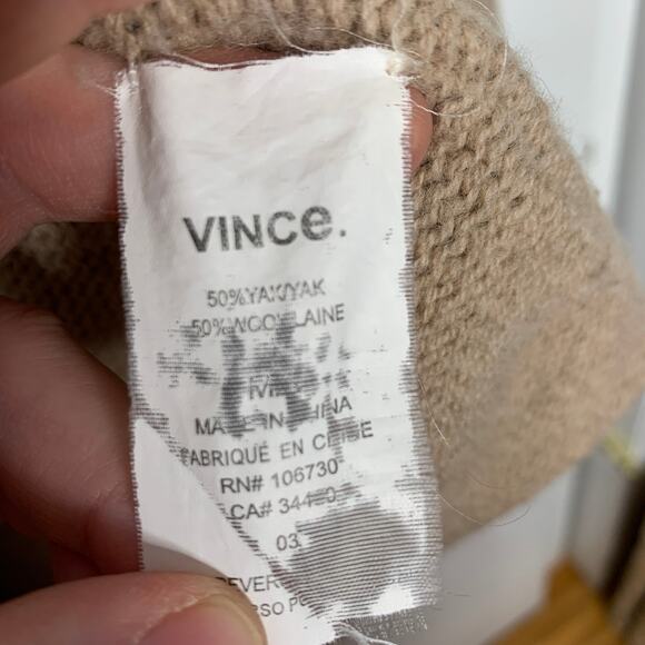 Vince women's tan yak wool blend open front hooded cardigan wrap sweater Medium - Picture 8 of 12